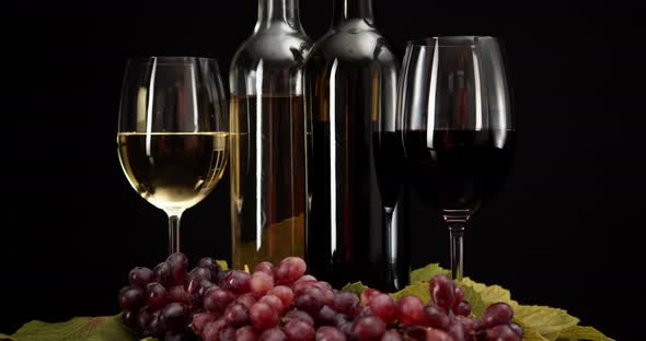 Red White Wine Black Background alt