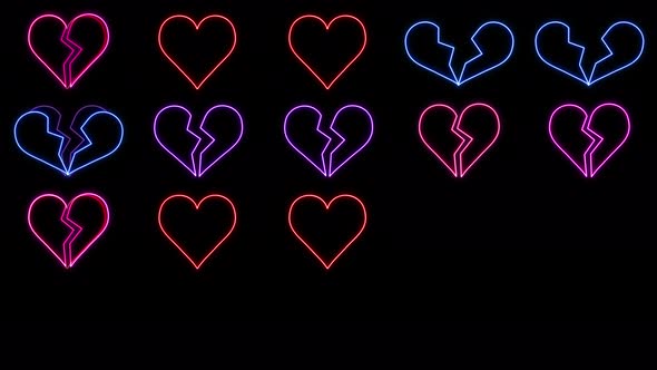 Sequence of Breaking Neon Hearts reveal with Loop