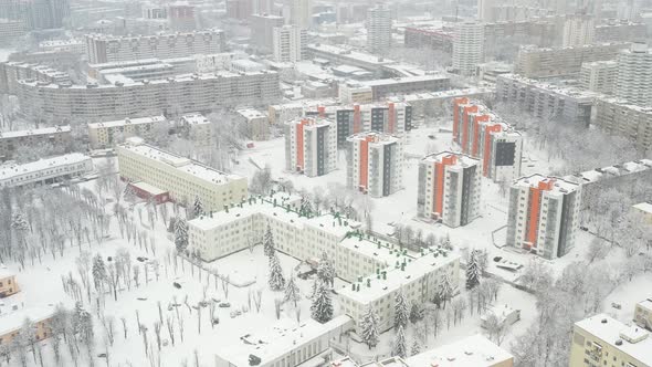 Snowcovered City Center of Minsk From a Height alt
