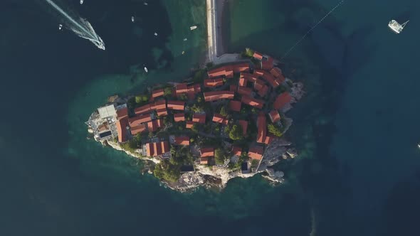 Aerial Footage of Sveti Stefan Island in Budva