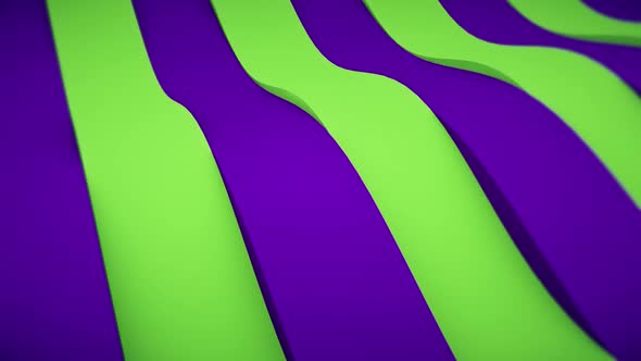 3d Wavy Green Purple Stripes