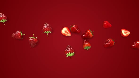Strawberries Falling To The Surface 3