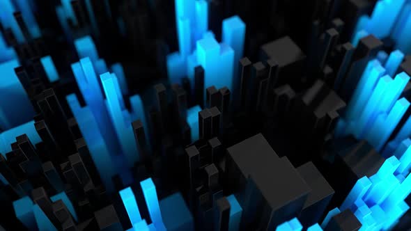 Abstract Cubic Background Blue Black | Abstract City Blocks