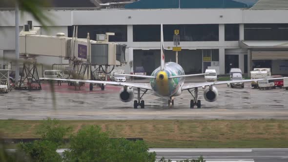 Jet Airplane Taxiing Back View alt