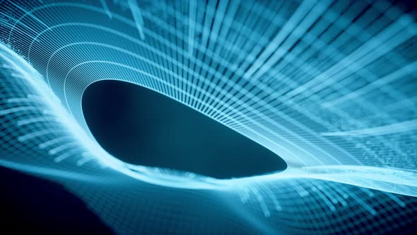 Cyberspace with glowing wave lines