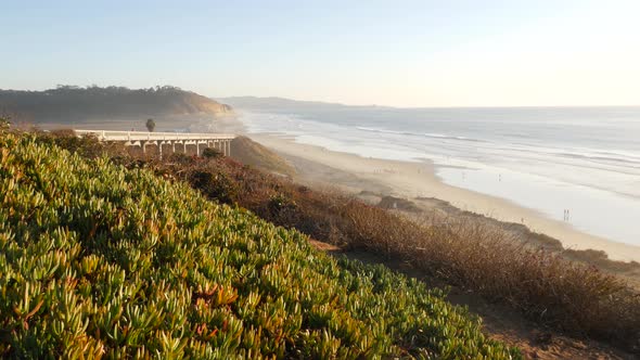 Bridge on Pacific Coast Highway Torrey Pines Beach Sunset California Road Trip alt