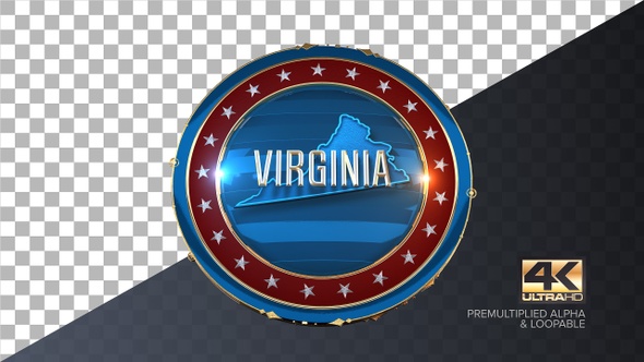 Virginia United States of America State Map with Flag 4K