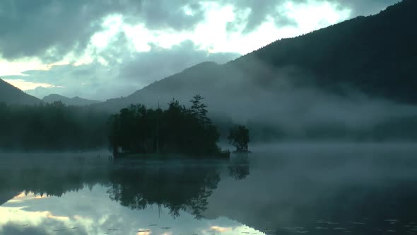 Breathtaking panorama of a beautiful quiet mountain lake