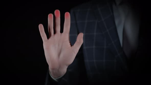 Businessman in Suit Scan Handprint Identity alt