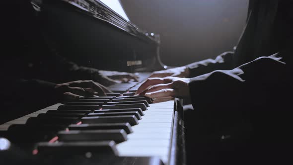 Closeup of Professional Pianist Play the Piano