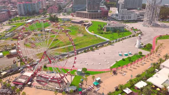 Shooting from a drone at a park in the city of Batumi, Georgia. alt
