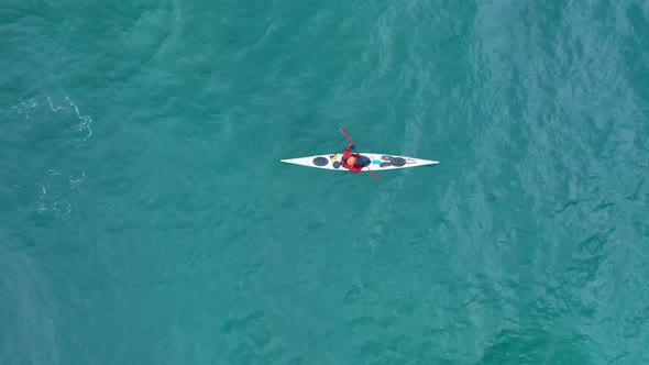 Active Outdoor Lifestyle and Adventure Travel on Sunny Day. Kayaking Sport Drone alt