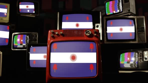 Flag of the Argentine Confederation on Retro TVs.