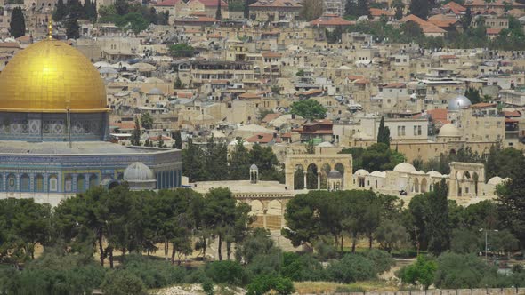 Pan left of the Dome of the Rock and other buildings alt