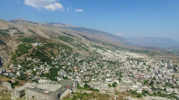 Castle with city in background in Albania alt