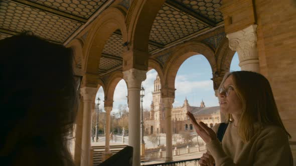 Two Friends Students Talk in University Hall alt