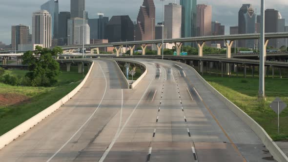 Timelapse of traffic on freeway near downtown Houston. This video was filmed in 4k for best image qu alt