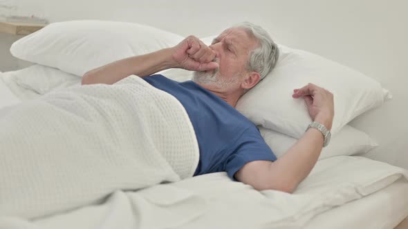 Coughing Sick Old Man Lying In Bed Stock Footage Videohive