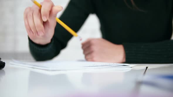 Human Woman's Hands with Pencil Writing Erase and Rewrite Words, Stock ...