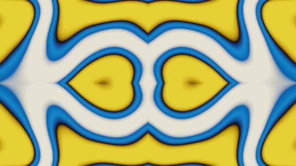 Abstract Hearts Looping Wallpaper in Blue and Yellow Color