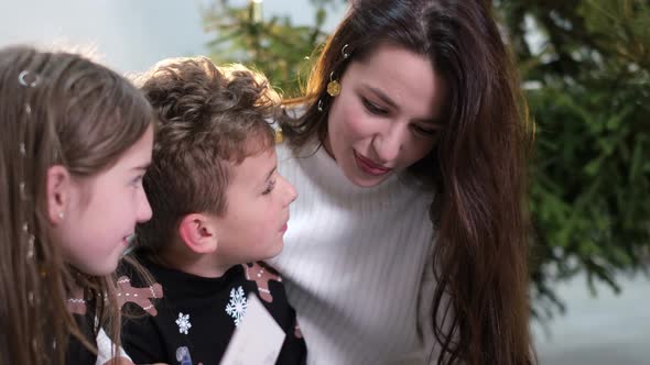 The Mother Communicates with the Children She Tells Them a Fairy Tale at Night alt