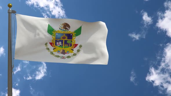 Queretaro Flag (Mexico) On Flagpole alt