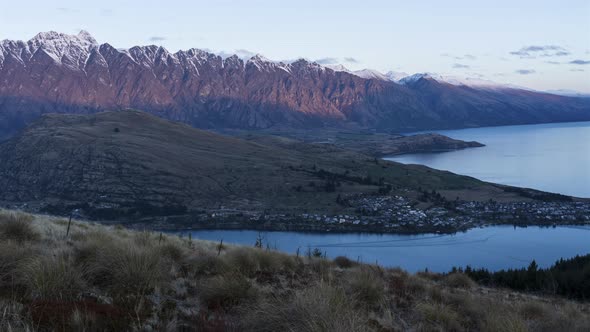 Queenstown Hill Summit Lookout Day to Night Sunset Timelapse