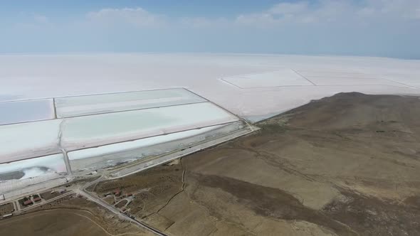 Aerial Salt Production Facilities and Saline Evaporation Pond Fields in the White Salty Lake alt