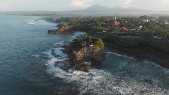 Drone once revolves around a Temple on Bali Indonesia
