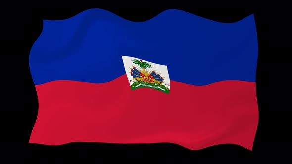 Haiti Flag Wave Motion Black Background