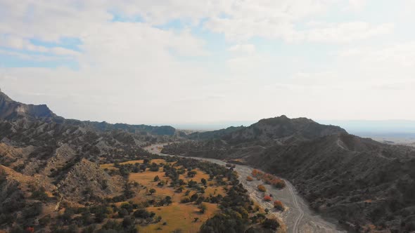 Landing Aerial View Over V Ashlovani National Park Landscape In Georgia alt