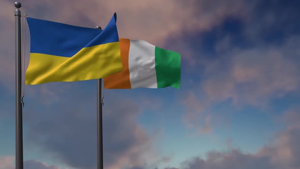Côte D'ivoire Flag Waving Along With The National Flag Of The Ukraine - 2K alt