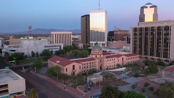 Pima County Courthouse in Tucson Arizona. Drone view of January 8th memorial. Gun control. alt