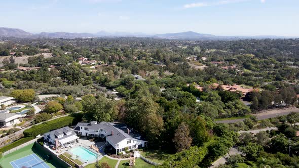 Aerial View of Rancho Santa Fe Wealthy Neighborhood in San Diego County California United States alt