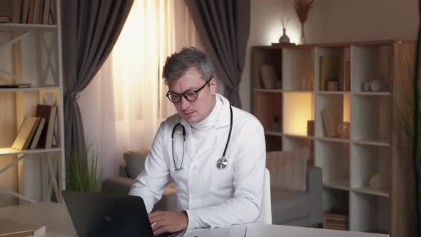Online Communication Happy Male Doctor Work Break alt