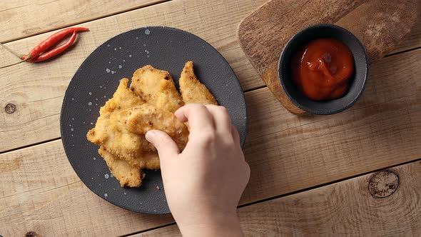 Pieces of deep-fried chicken