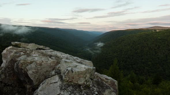 A time lapse of the sunrise sweeping over the Red Creek Valley, as seen from the Rohrbaugh Cliffs in alt