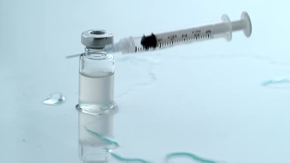 Syringe falling in slow motion; shot on Phantom Flex 4K at 1000 fps alt