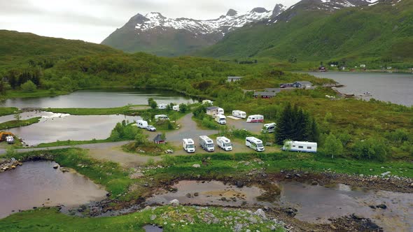 Beautiful Nature Norway Aerial View of the Campsite To Relax alt