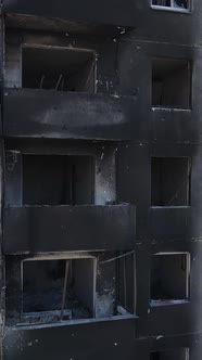 Vertical Video of a Destroyed Building in Borodyanka Ukraine alt