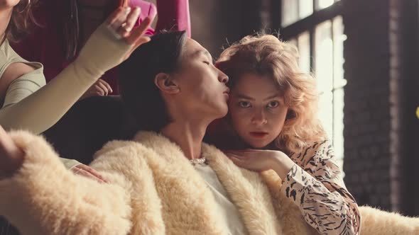 Pompous Asian Guy among Beautiful Female Vogue Dancers alt