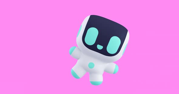 Funny Looped cartoon kawaii Robot Boy character. Cute emotions and move animation. 4k video