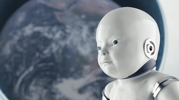 Futuristic Humanoid Sci-fi Child in Space  alt