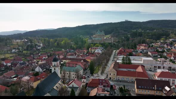 Aerial view of Bojnice castle in Slovakia