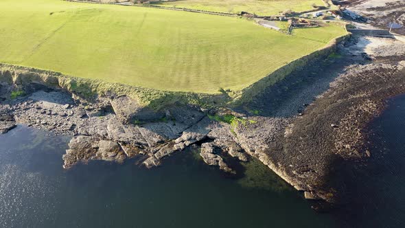 Aerial View of the Amazing Rocky Coast at Ballyederland By St Johns Point in County Donegal  Ireland alt