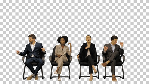 Young office workers having fun on a break, Alpha Channel alt