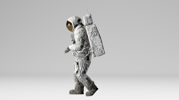 Astronaut Dancing on white background with Alpha channel.