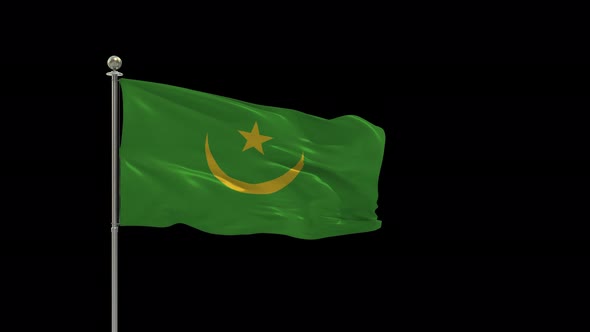 Mauritania Looping Of The Waving Flag Pole With Alpha alt
