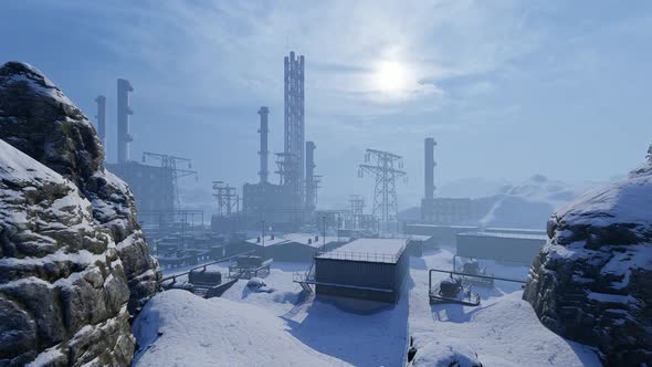 Factory In The Winter Mountains