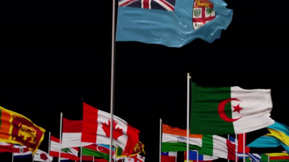 Fiji Flag With World Flags In Alpha Channel